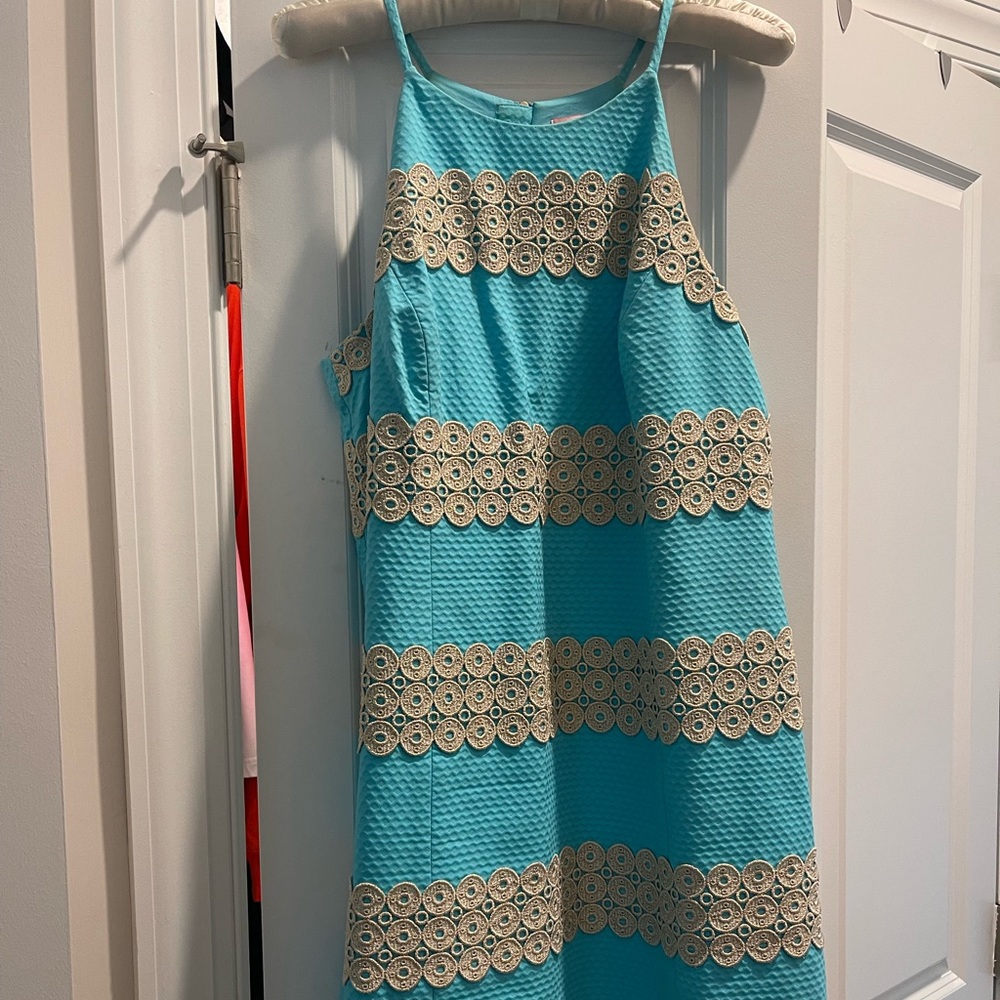 Striped Blue and Gold Lilly Dress